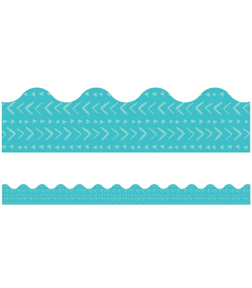 Blue Batik Scalloped Borders
