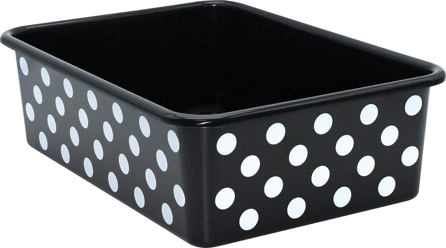 White Polka Dots on Black Large Plastic Storage Bin