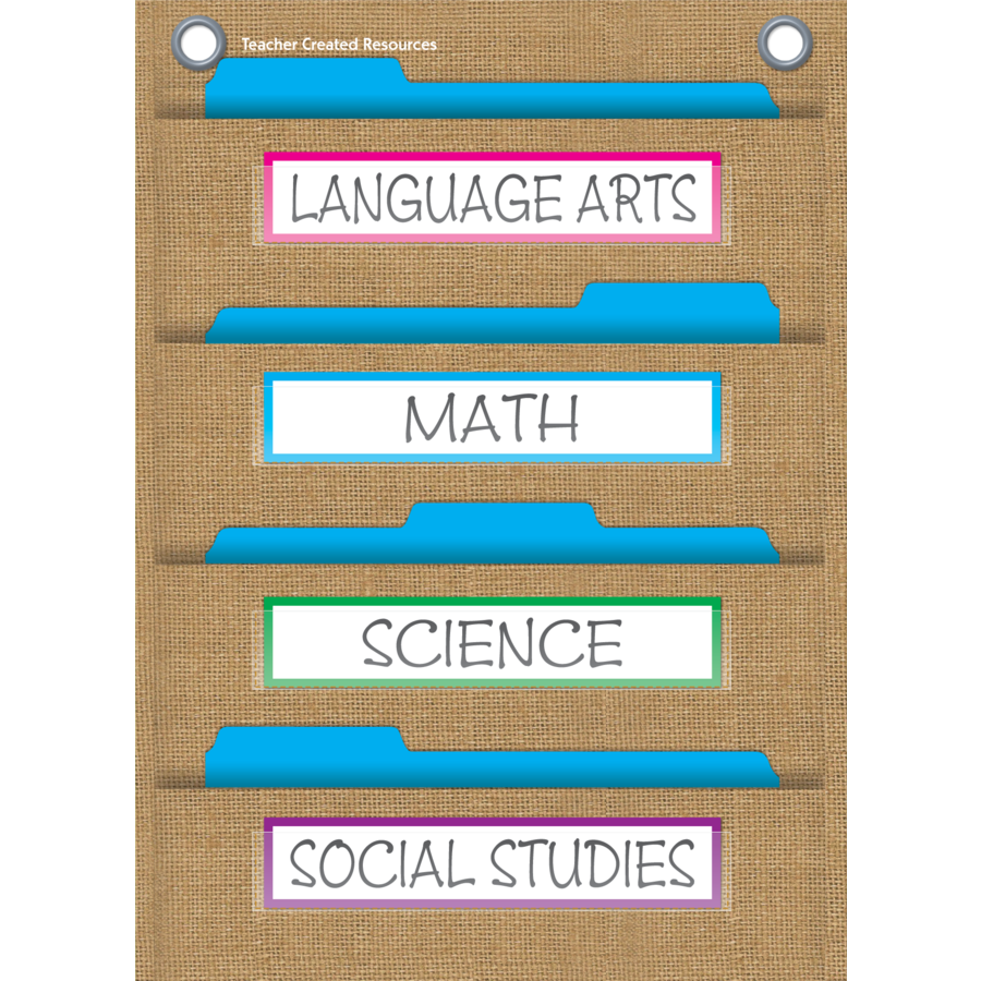 Burlap 10 Pocket File Storage Pocket Chart (14" x 58")