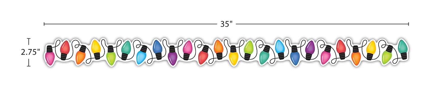 Colorful Holiday Lights Die-Cut Border Trim