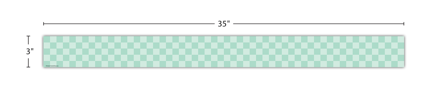 Cool for School Green Checkers Straight Border Trim