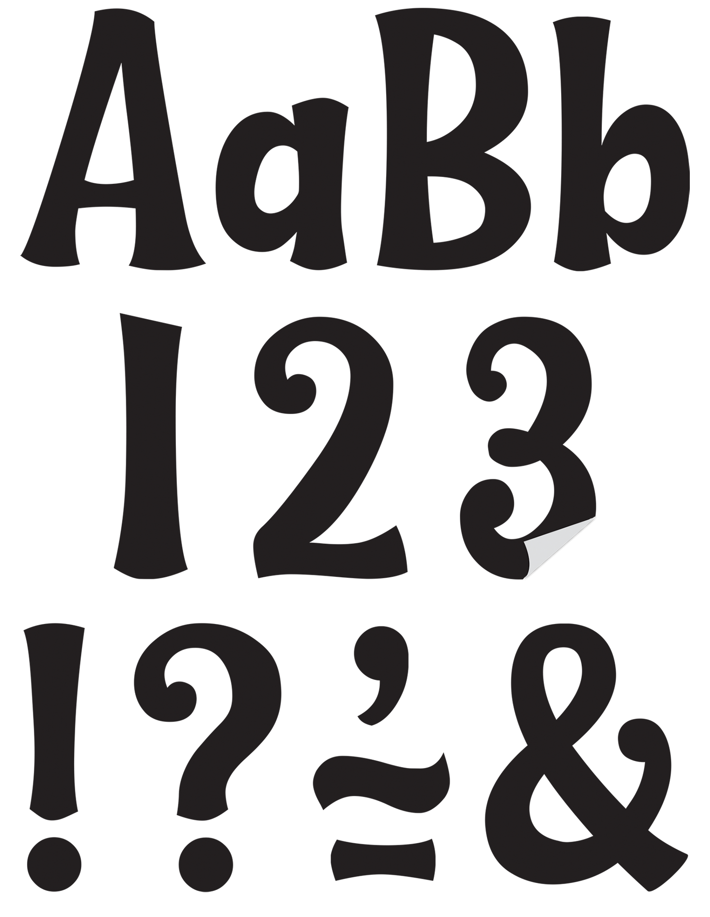 Black 4" Wild Whimsy Self-Adhesive Letters Combo Pack