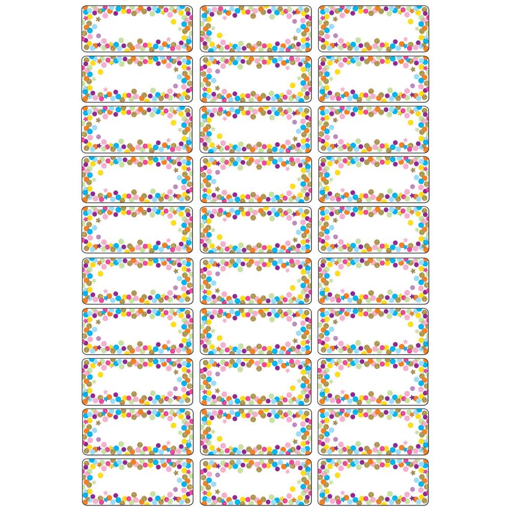 Magnetic Die-Cut Small Foam Nameplates & Labels, 30 Pcs, Confetti