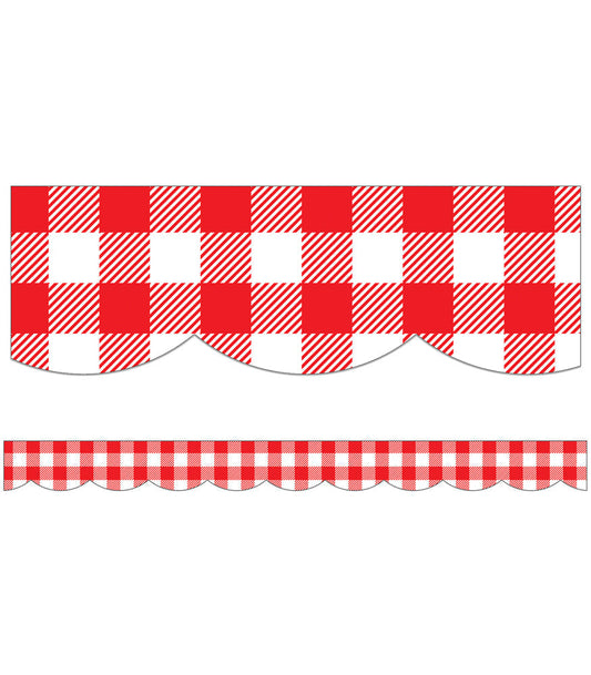 Black, White & Stylish Brights Red Gingham Scalloped Borders