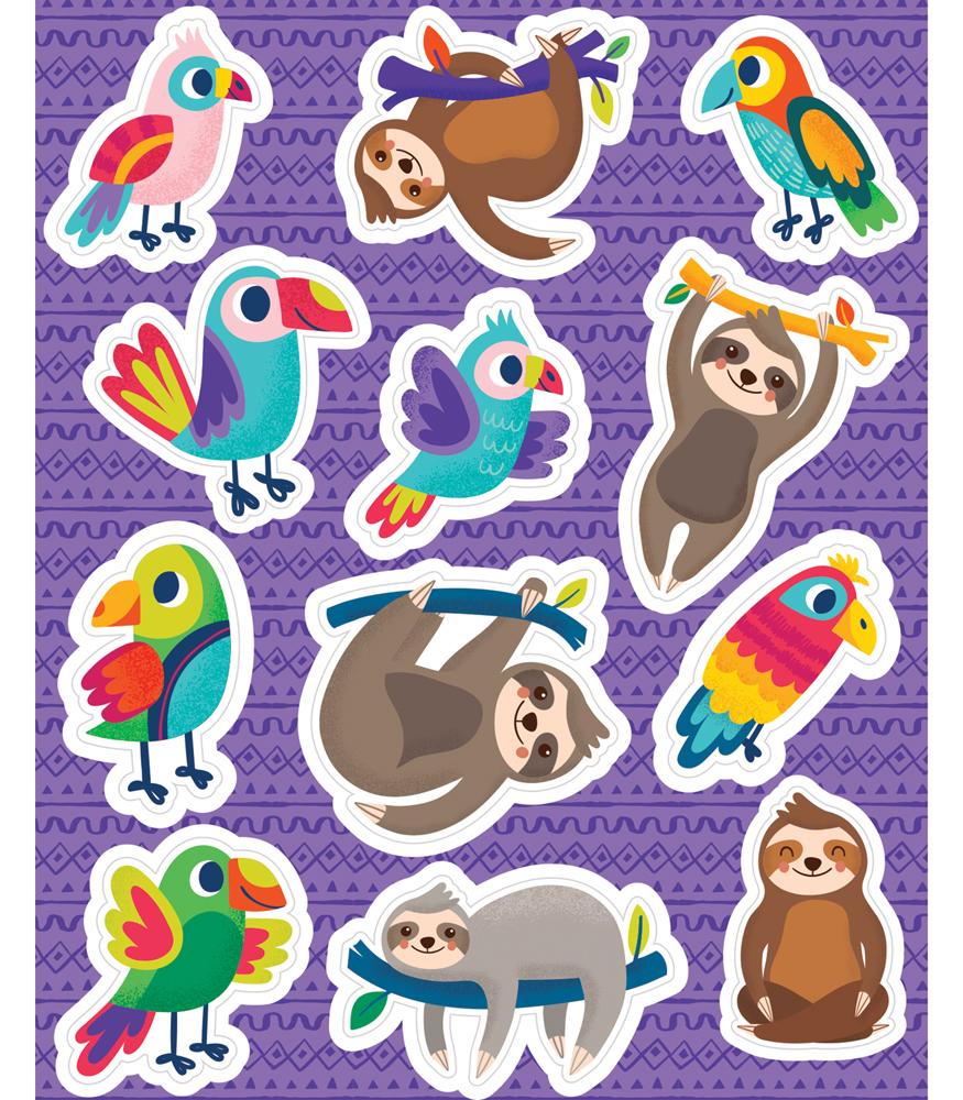 Sloths & Parrots Shape Stickers –
