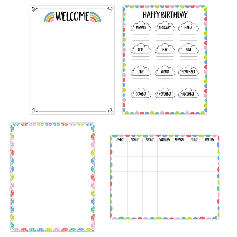 Rainbow Doodles Classroom Essentials 4-Chart Pack Chart Pack