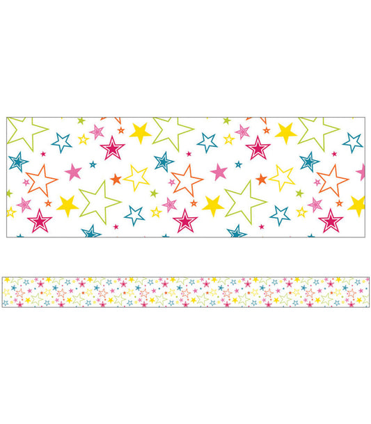 School Pop Mixed Stars Straight Bulletin Board Borders