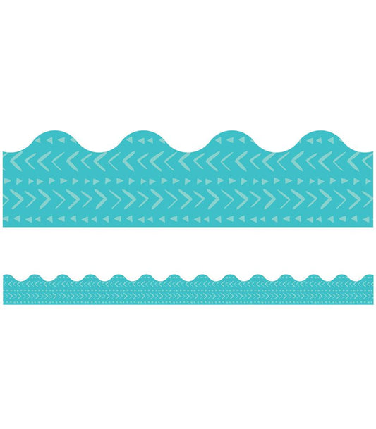 Blue Batik Scalloped Borders