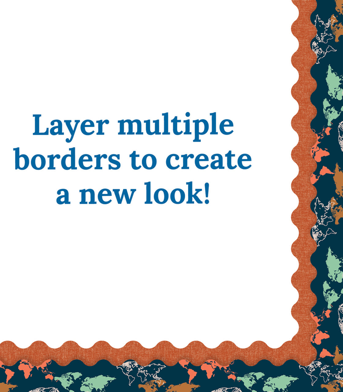 World Map Scalloped Borders