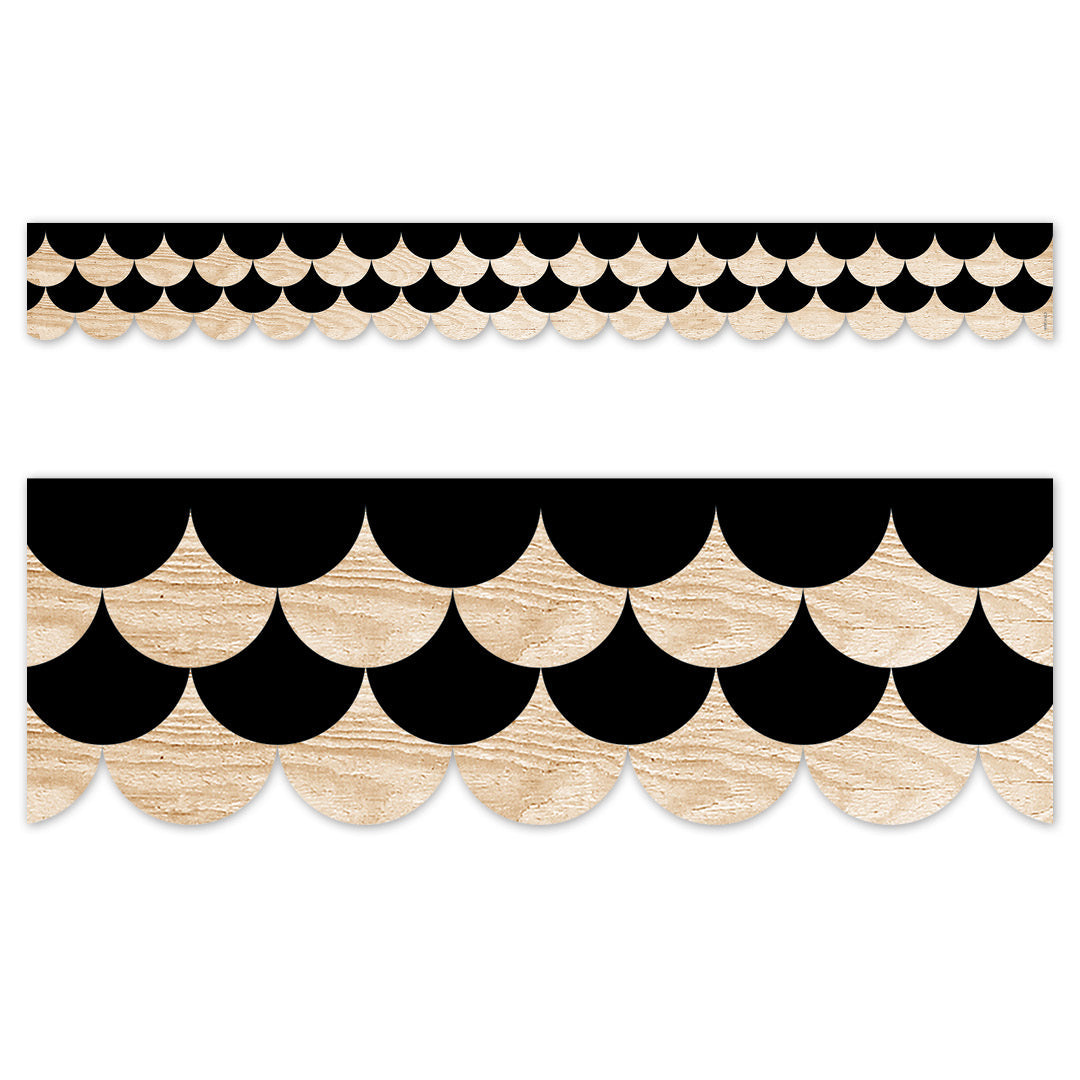 CORE DECOR BLACK AND WOOD SCALLOPS EZ BORDER