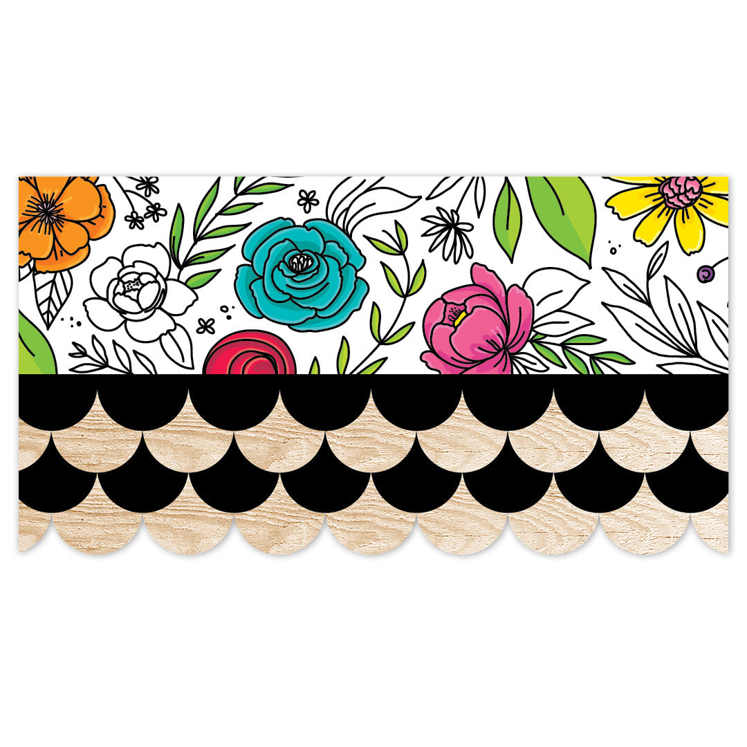 CORE DECOR BLACK AND WOOD SCALLOPS EZ BORDER