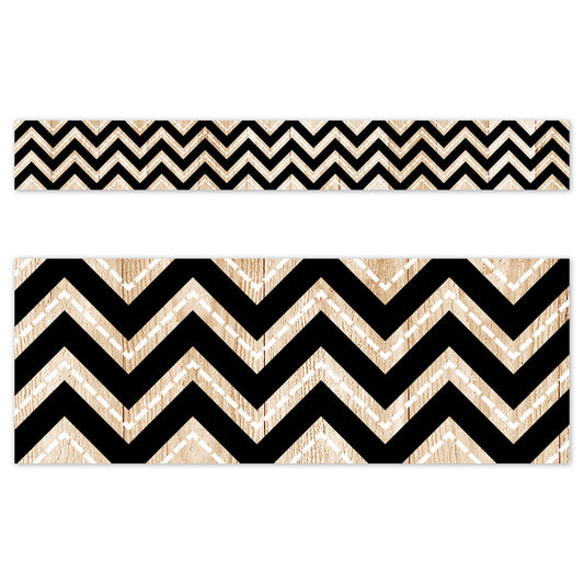 CORE DECOR BLACK AND WOOD CHEVRON EZ BORDER