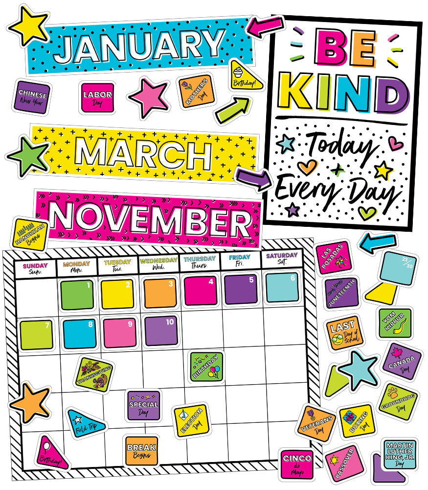 Kind Vibes Calendar Bulletin Board Set