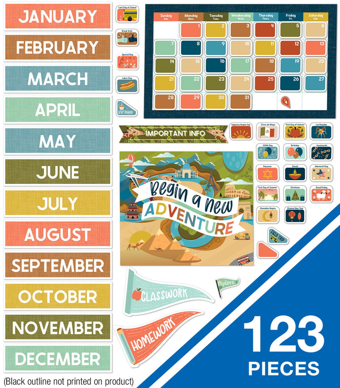 Let's Explore Calendar Bulletin Board Set