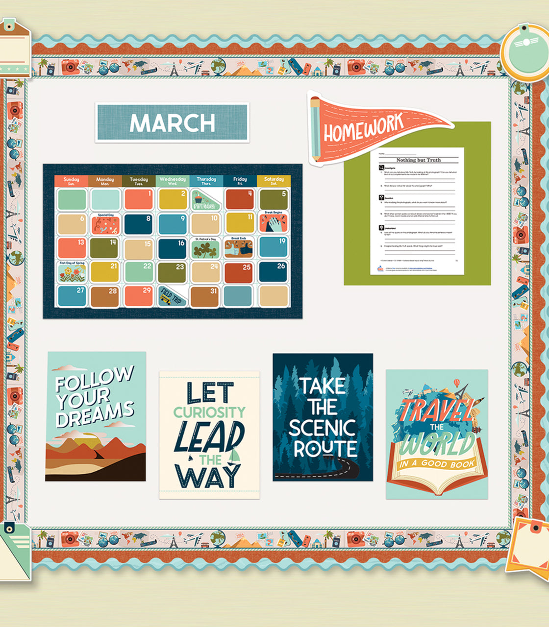 Let's Explore Calendar Bulletin Board Set