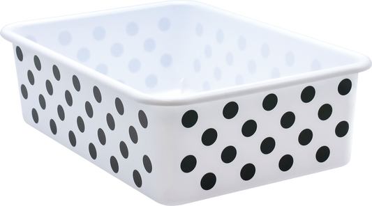 Black Polka Dots on White Large Plastic Storage Bin