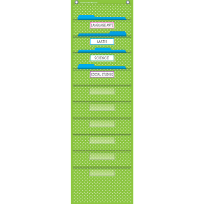 Lime Polka Dots 10 Pocket File Storage Pocket Chart