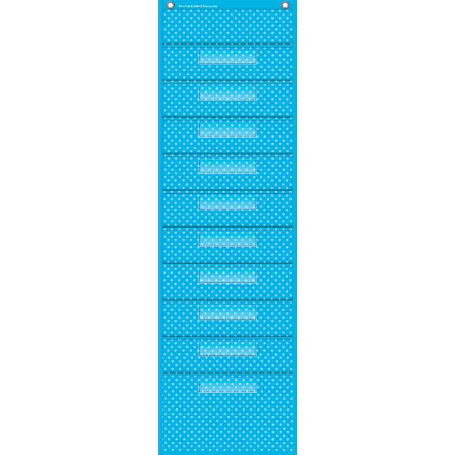 Aqua Polka Dots 10 Pocket File Storage Pocket Chart