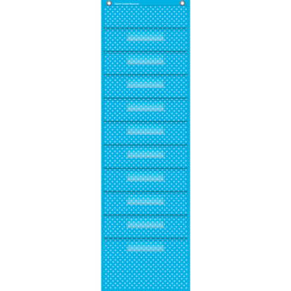 Aqua Polka Dots 10 Pocket File Storage Pocket Chart