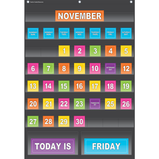 Black Calendar Pocket Chart