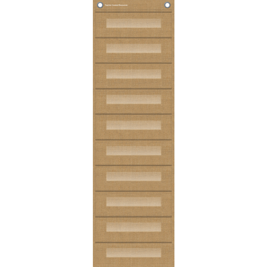 Burlap 10 Pocket File Storage Pocket Chart (14" x 58")