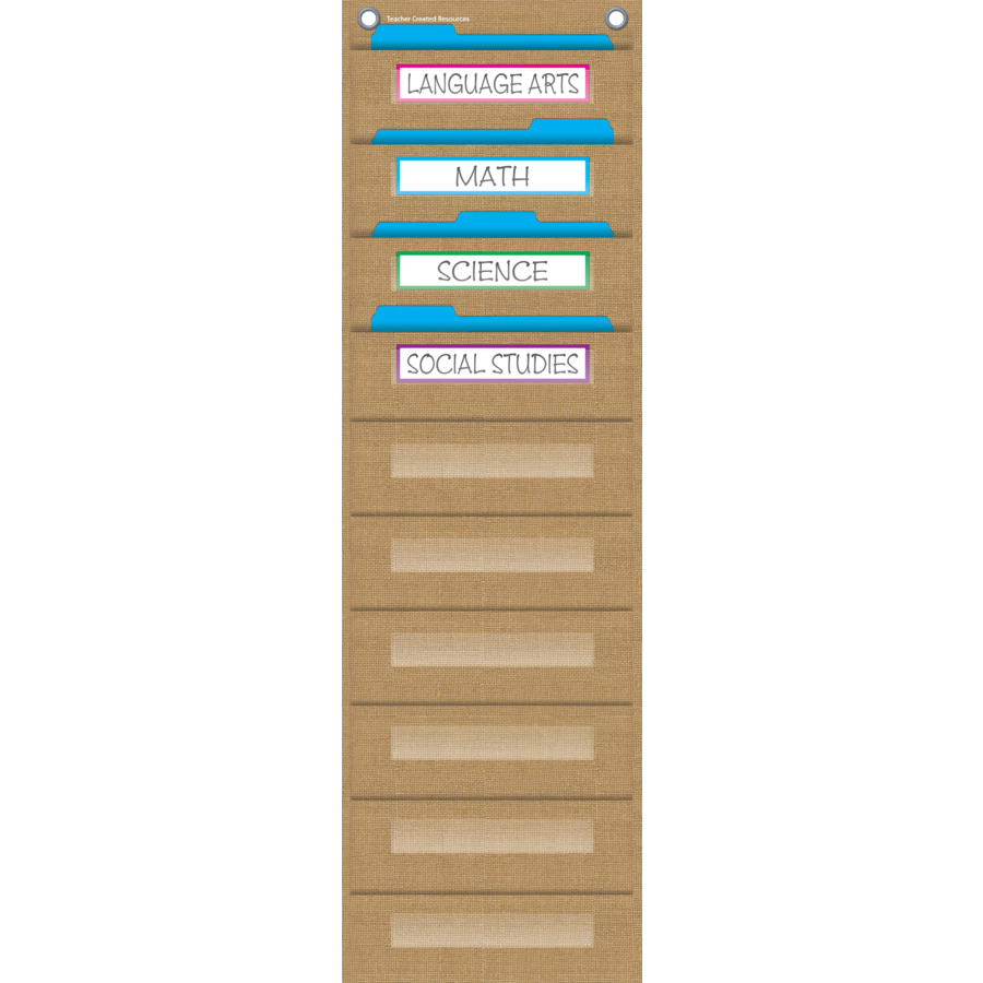 Burlap 10 Pocket File Storage Pocket Chart (14" x 58")
