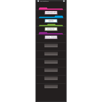 Black 10 Pocket File Storage Pocket Chart