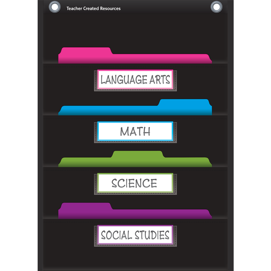 Black 10 Pocket File Storage Pocket Chart