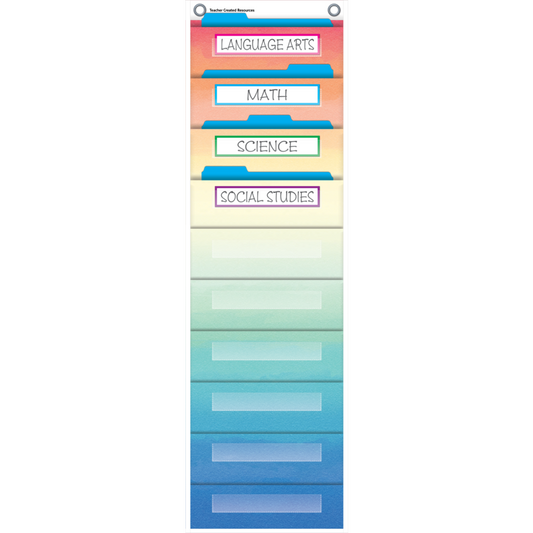 Watercolor 10 Pocket File Storage Pocket Chart (14" x 58")