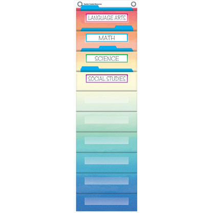 Watercolor 10 Pocket File Storage Pocket Chart (14" x 58")