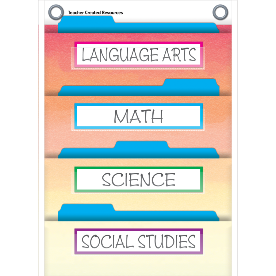 Watercolor 10 Pocket File Storage Pocket Chart (14" x 58")