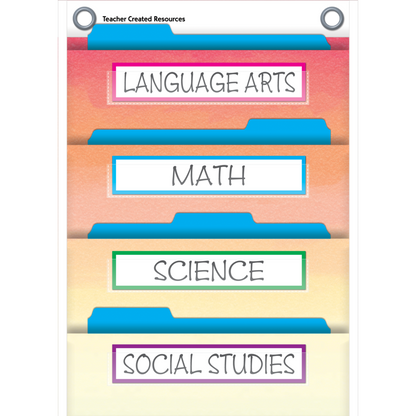 Watercolor 10 Pocket File Storage Pocket Chart (14" x 58")