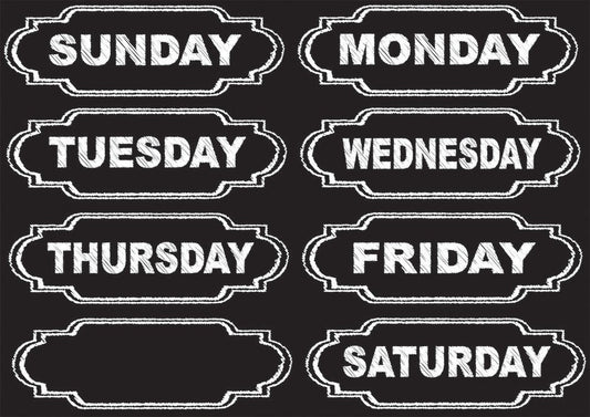 Large Die-Cut Magnetic Chalkboard Days Of Week