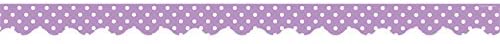 Scalloped Border Trim, Orchid Polka Dots on White