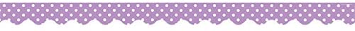 Scalloped Border Trim, Orchid Polka Dots on White