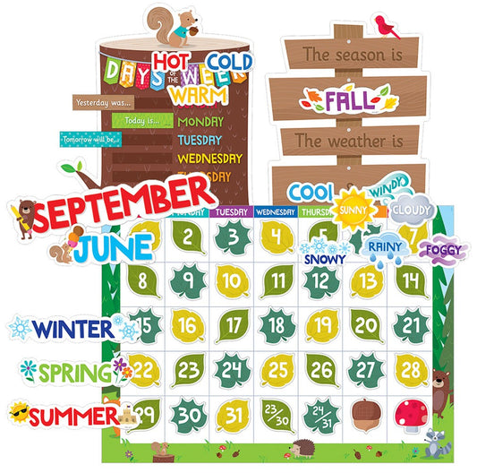 Woodland Friends Calendar Set Bulletin Board