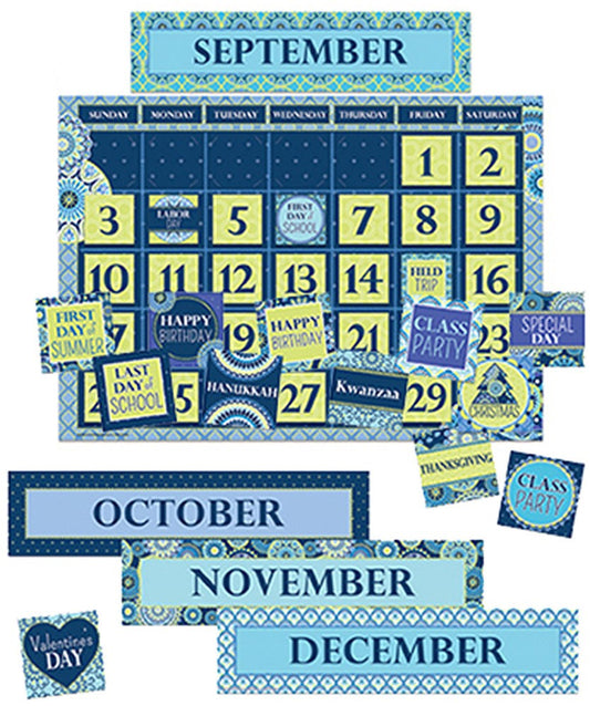 Blue Harmony Calendar Bulletin Board Set