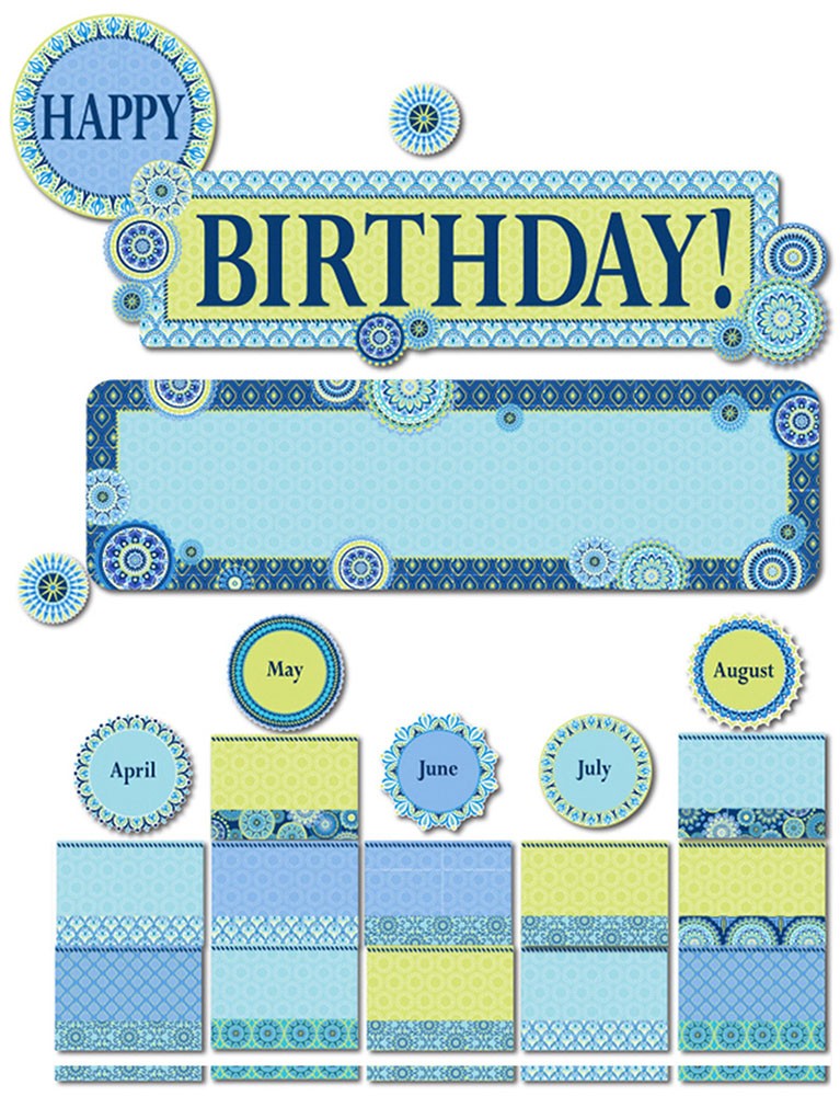 Blue Harmony Birthday Mini Bulletin Board Set