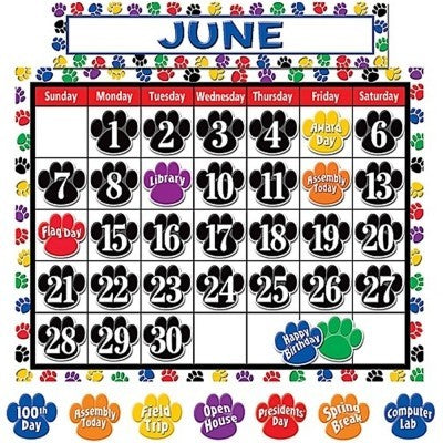 Paw Prints Calendar Bulletin Board Set