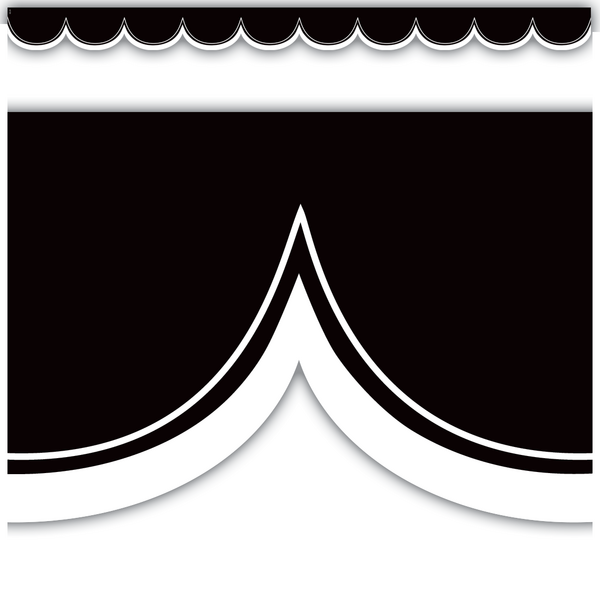 Black with White Scalloped Die-Cut Border Trim