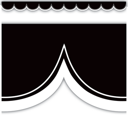 Black with White Scalloped Die-Cut Border Trim