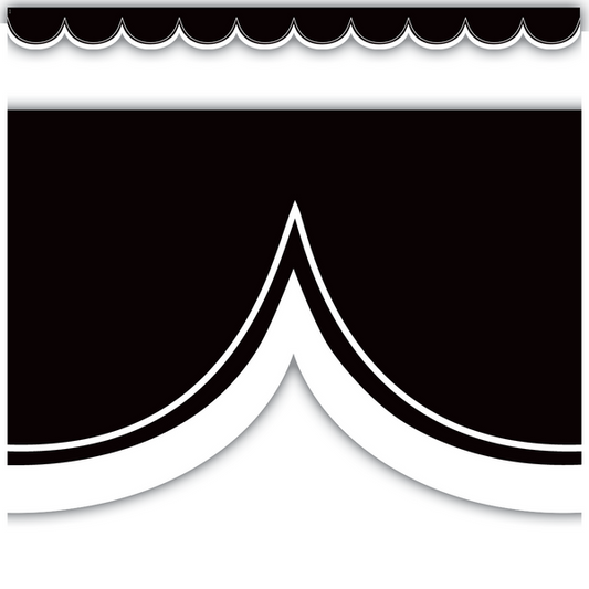 Black with White Scalloped Die-Cut Border Trim