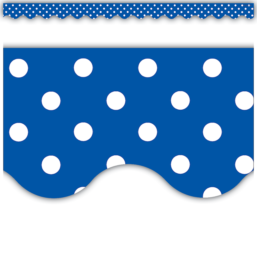 Blue Polka Dots Scalloped Border Trim