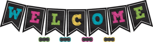 Chalkboard Brights Pennants Welcome Bulletin Board Set