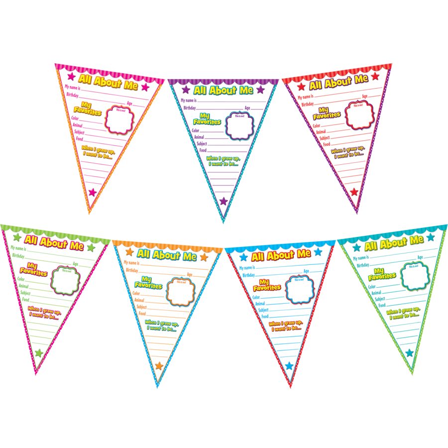 All About Me Pennants Bulletin Board Display Set