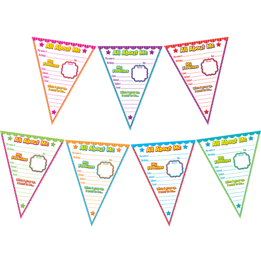 All About Me Pennants Bulletin Board Display Set