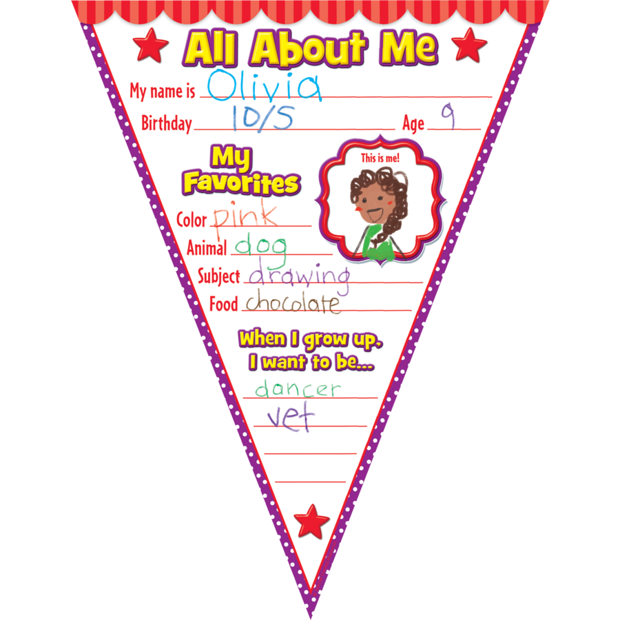 All About Me Pennants Bulletin Board Display Set