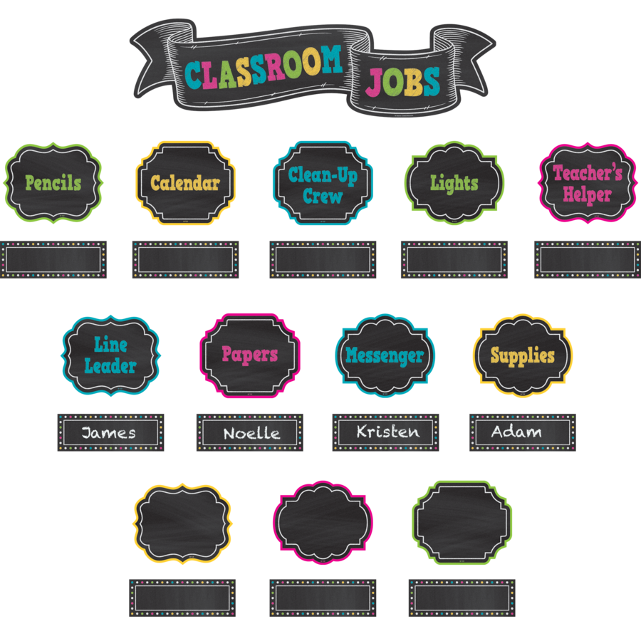 Chalkboard Brights Classroom Jobs Mini Bulletin Board