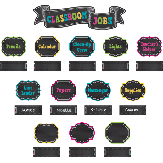 Chalkboard Brights Classroom Jobs Mini Bulletin Board