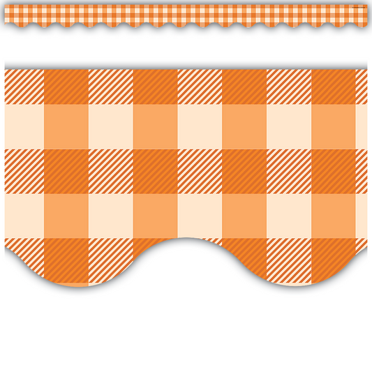 Orange Gingham Scalloped Border Trim